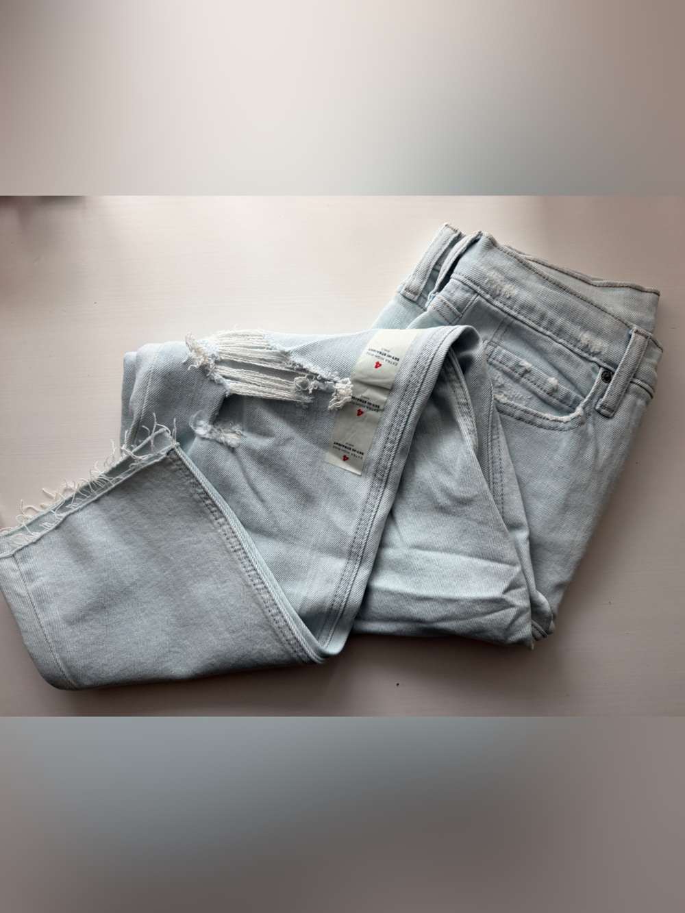 Old navy sky high straight ripped jeans